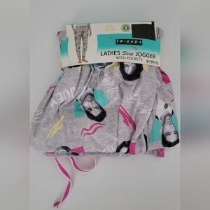 FRIENDS Gray and Pink Ladies Jogger Pajama Pants